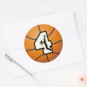 Nummer 4 Basketball und Spieler Runder Aufkleber (Umschlag)