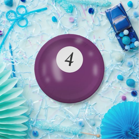 Nummer 4 Billardball Pappteller (Party)