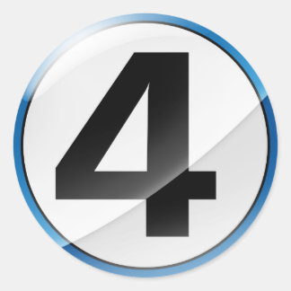 Nummer 4 blaue Aufkleber