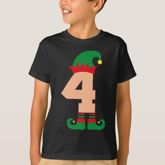 Nummer 4 Elf Chrismas Thema 4 Jahre Junge Kinder T-Shirt (Vorderseite)