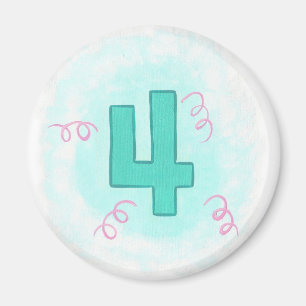 Nummer 4 im Magnet Aqua und Pink Wirbel