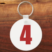 Nummer 4 in rot auf weißem Schlüsselanhänger (Vorderseite)