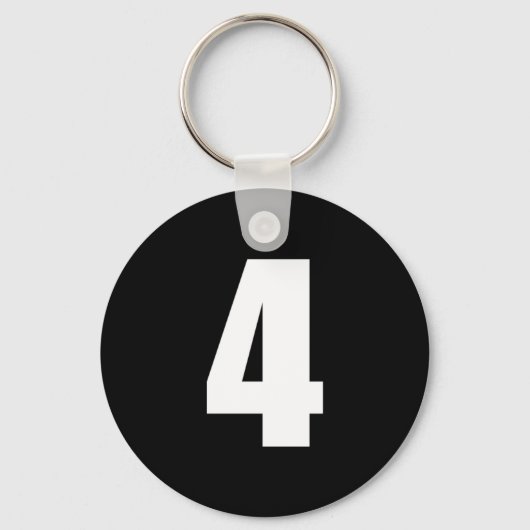 Nummer 4 in Weiß auf Schlüsselanhänger mit schwarz (Vorderseite)