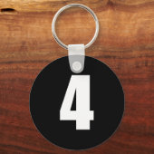 Nummer 4 in Weiß auf Schlüsselanhänger mit schwarz (Vorderseite)