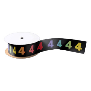Nummer 4 Rainbow Colors Ribbon Satinband