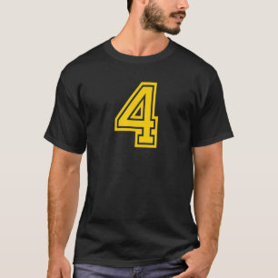 Nummer 4 Sport Jersey Yellow Retro Lucky Nummer T-Shirt
