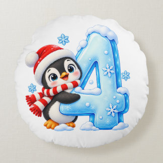  Nummer 4 Süße Weihnachts-Pinguin-Kissen Rundes Kissen