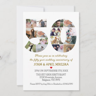 Nummer 50 Foto Hochzeit Jahrestag Einladung