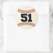 Nummer 51 Baseball Runder Aufkleber (Tasche)