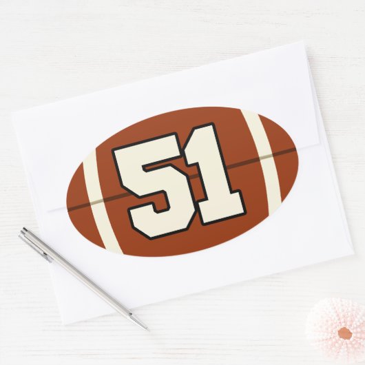 Nummer 51 Fußball-Aufkleber Ovaler Aufkleber (Umschlag)