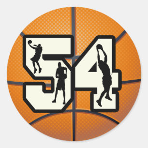 Nummer 54 Basketball Runder Aufkleber