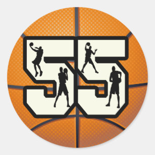 Nummer 55 Basketball Runder Aufkleber