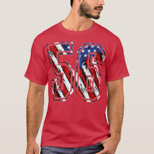 Nummer 56 Red White and Blue American Flag 56 Jers T-Shirt