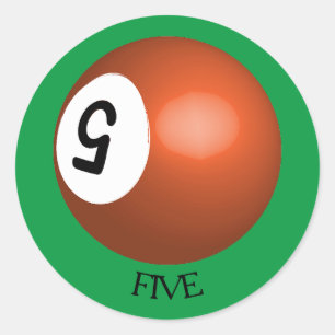 Nummer 5 Ball-Aufkleber für Pool Runder Aufkleber