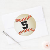 Nummer 5 Baseball Runder Aufkleber (Umschlag)