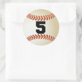 Nummer 5 Baseball Runder Aufkleber (Tasche)