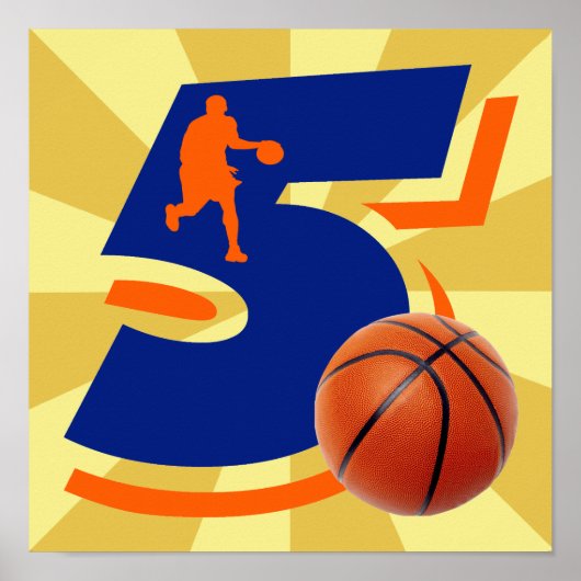 Nummer 5 Basketball-Spieler Poster (Vorne)