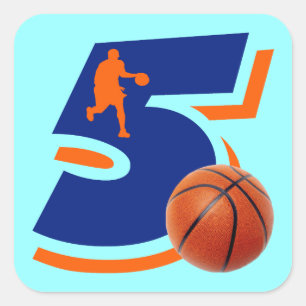 Nummer 5 Basketball-Spieler Quadratischer Aufkleber