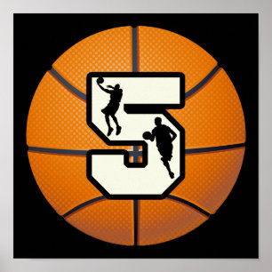 Nummer 5 Basketball und Spieler Poster