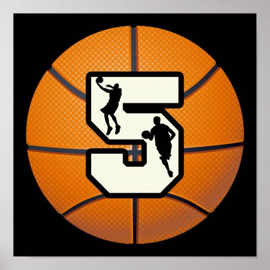 Nummer 5 Basketball und Spieler Poster (Vorne)