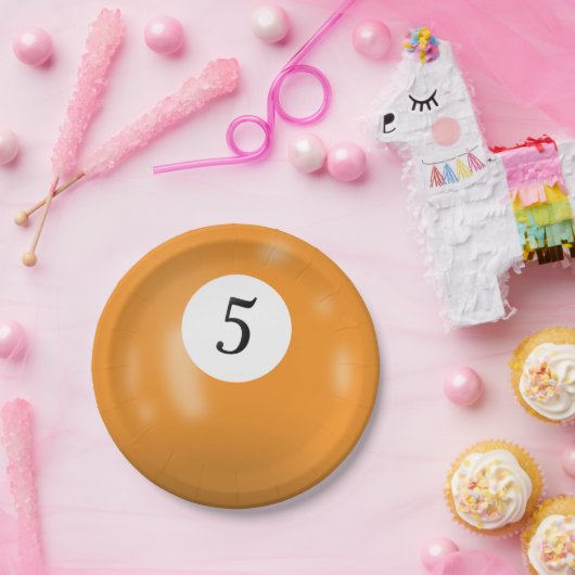 Nummer 5 Billardball Pappteller (Party)