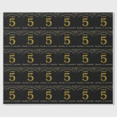 Nummer 5 Glitzer Gold Anniversary Wrapper Geschenkpapier (Flach)
