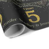 Nummer 5 Glitzer Gold Anniversary Wrapper Geschenkpapier (Rolleneckpunkt)