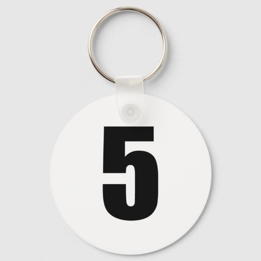 Nummer 5 in Schwarz auf Weiß-Taste Schlüsselanhäng Schlüsselanhänger (Vorderseite)