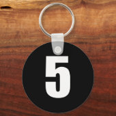 Nummer 5 in Weiß auf Schlüsselanhänger mit schwarz (Vorderseite)
