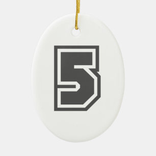 Nummer 5 keramik ornament