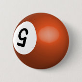Nummer 5 Orange Pool Ball Button (Vorderseite)
