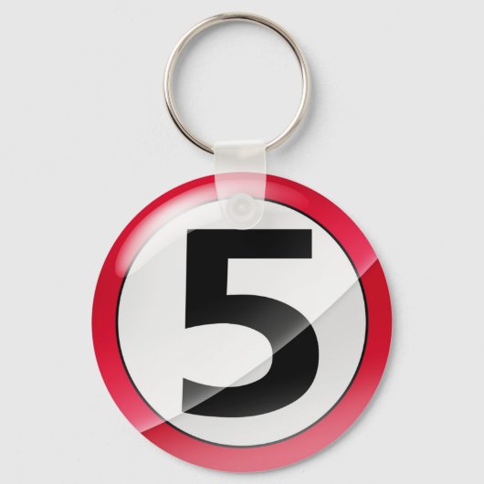 Nummer 5 rote Schlüsselkette Schlüsselanhänger (Vorderseite)