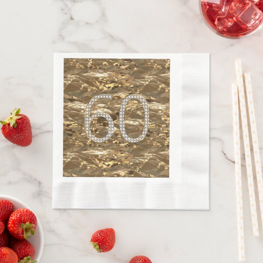 Nummer 60 Diamond Wedding Anniversary Gold Chic Serviette (Beispiel)