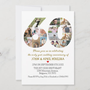Nummer 60 Foto Hochzeit Jahrestag Einladung