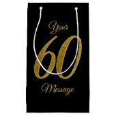 Nummer 60 Gold Glitzer Style Kleine Geschenktüte (Vorderseite)