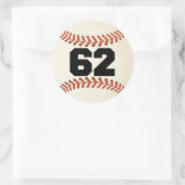Nummer 62 Baseball Runder Aufkleber (Tasche)