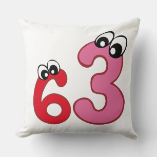Nummer 63 Cartoon Googly Eyes Vektor Illustration Kissen