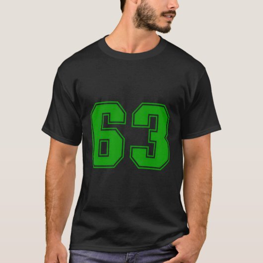 Nummer #63 Green Sports Fan Jersey T-Shirt (Vorderseite)