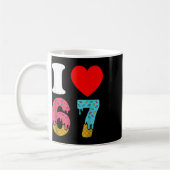 Nummer 67 Ich liebe sechs sieben Clic 6 7 67 Meme  Kaffeetasse (Links)