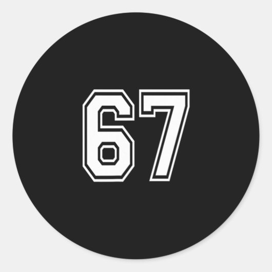 Nummer 67 in Weiß Runder Aufkleber (Vorderseite)