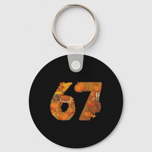 Nummer 67 Matching Sechs Sieben 6 7 Meme 67 Dankfe Schlüsselanhänger (Vorderseite)