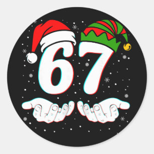 Nummer 67 Matching Six Seven 6 7 Meme 6-7 Weihnach Runder Aufkleber