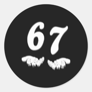 Nummer 67 Matching Six Seven Meme Lustiges Hallowe Runder Aufkleber