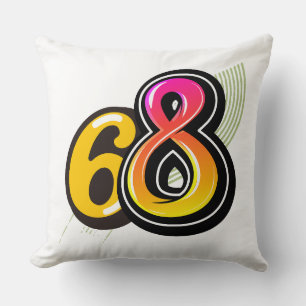 Nummer 68 Retro Farbige Bubble-Typografie Vektor  Kissen