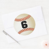 Nummer 6 Baseball Runder Aufkleber (Umschlag)