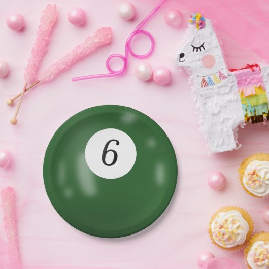 Nummer 6 Billardball Pappteller (Party)