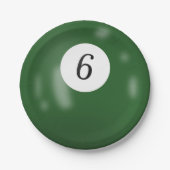 Nummer 6 Billardball Pappteller (Vorderseite)