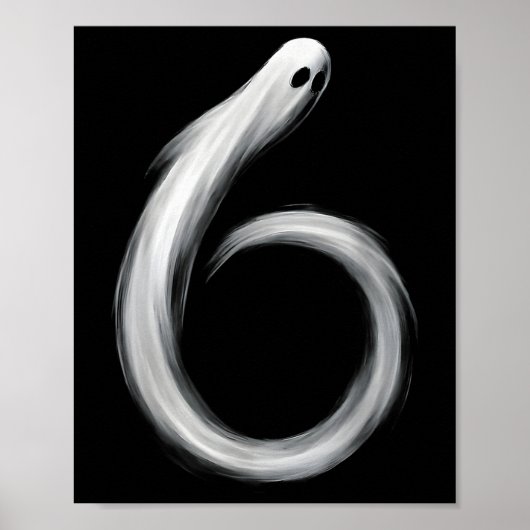 Nummer 6 Geist Lustig Sechs Sieben 67 Halloween Me Poster (Vorne)
