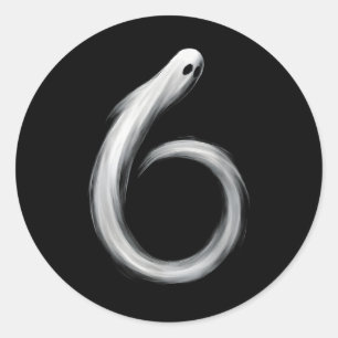 Nummer 6 Geist Lustig Sechs Sieben 67 Halloween Me Runder Aufkleber