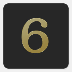 Nummer 6 Gold Quadratischer Aufkleber